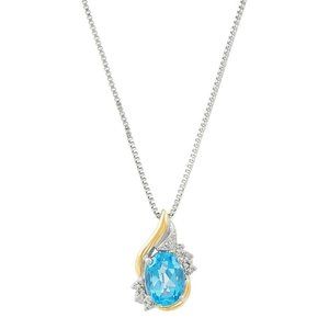 Blue Topaz & Diamond Birthstone Pendant Necklace